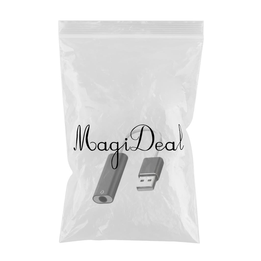 USB Sound Card 3.5mm Interface for Microphone Headphone Computer Black