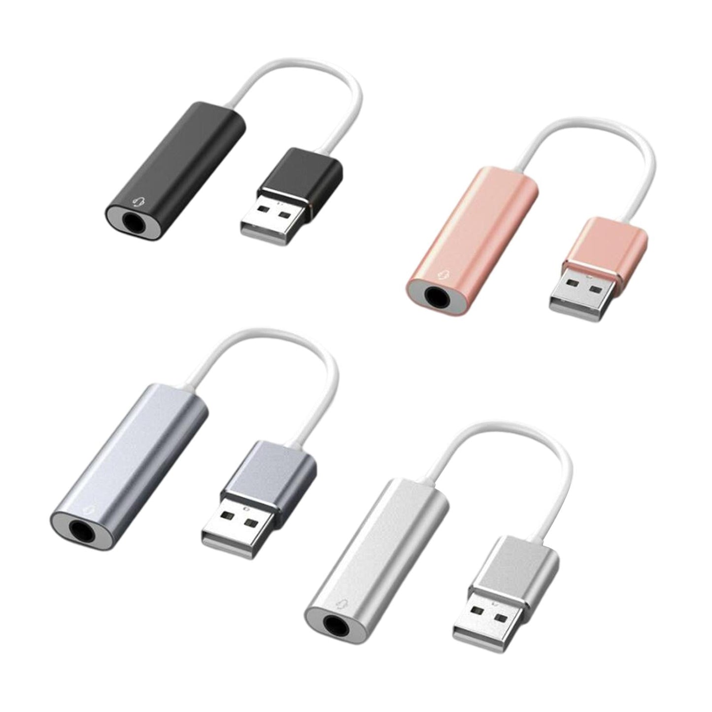 USB Sound Card 3.5mm Interface for Microphone Headphone Computer Black