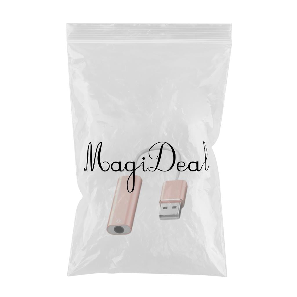 USB Sound Card 3.5mm Interface for Microphone Headphone Computer Rose Gold