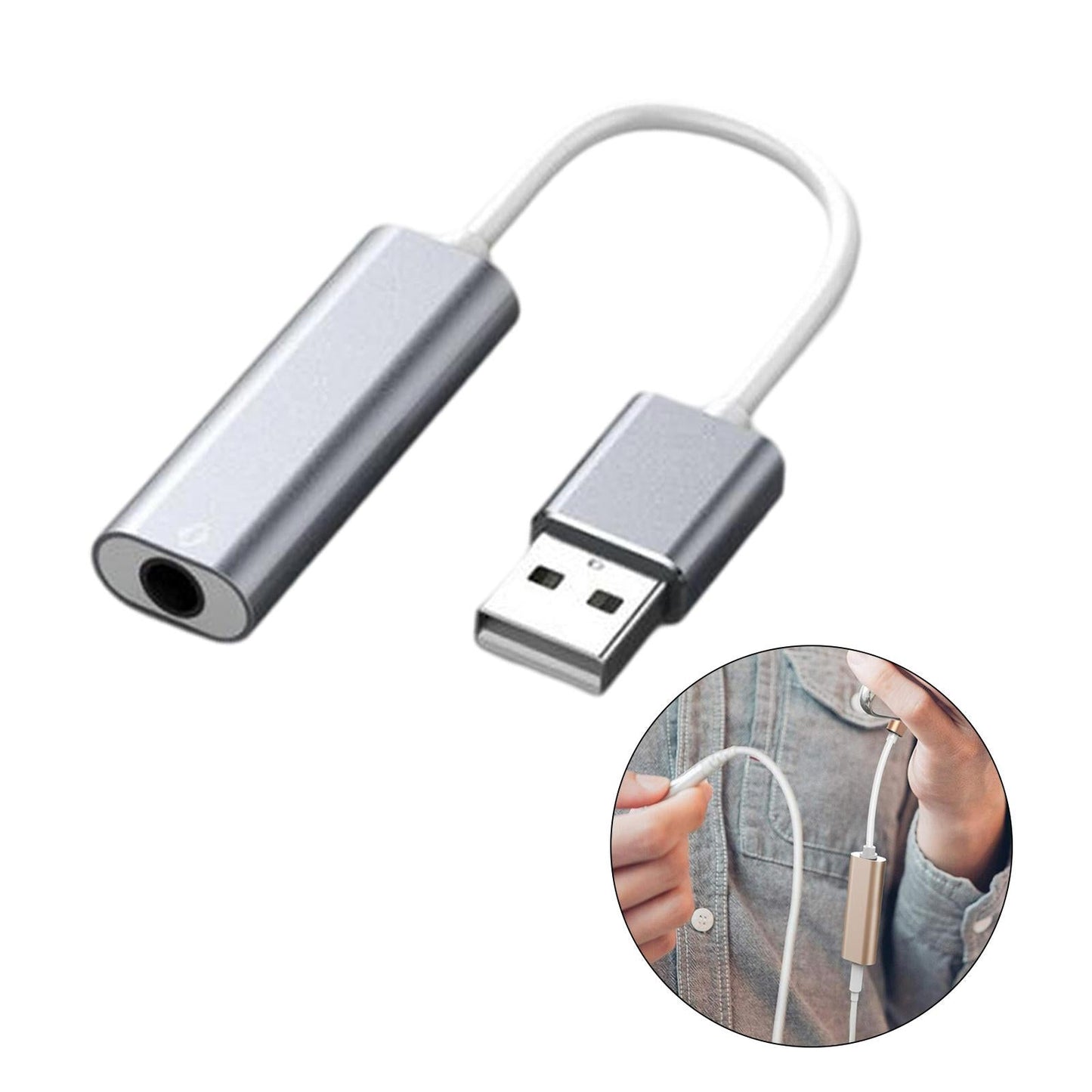 USB Sound Card 3.5mm Interface for Microphone Headphone Computer Blue