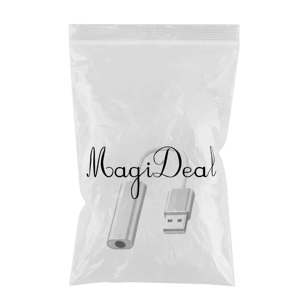 USB Sound Card 3.5mm Interface for Microphone Headphone Computer Silver