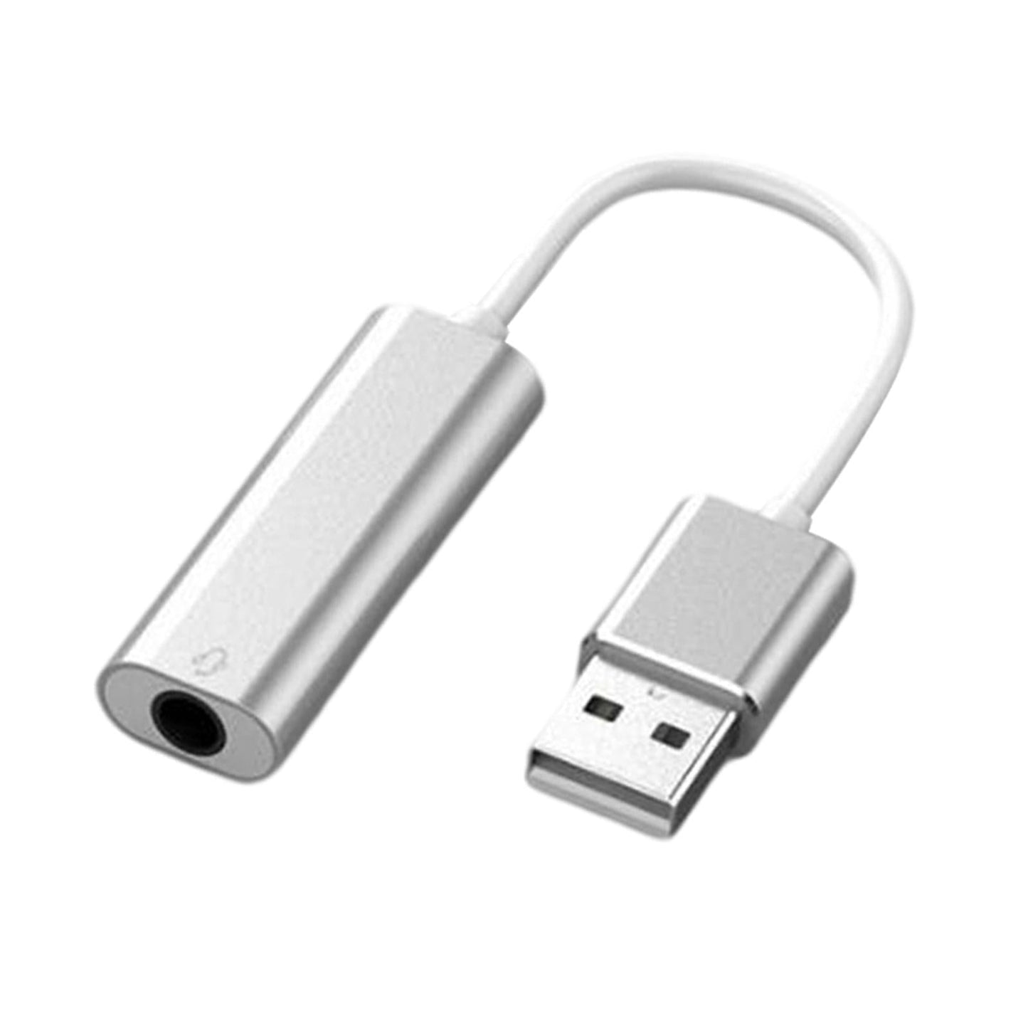 USB Sound Card 3.5mm Interface for Microphone Headphone Computer Silver