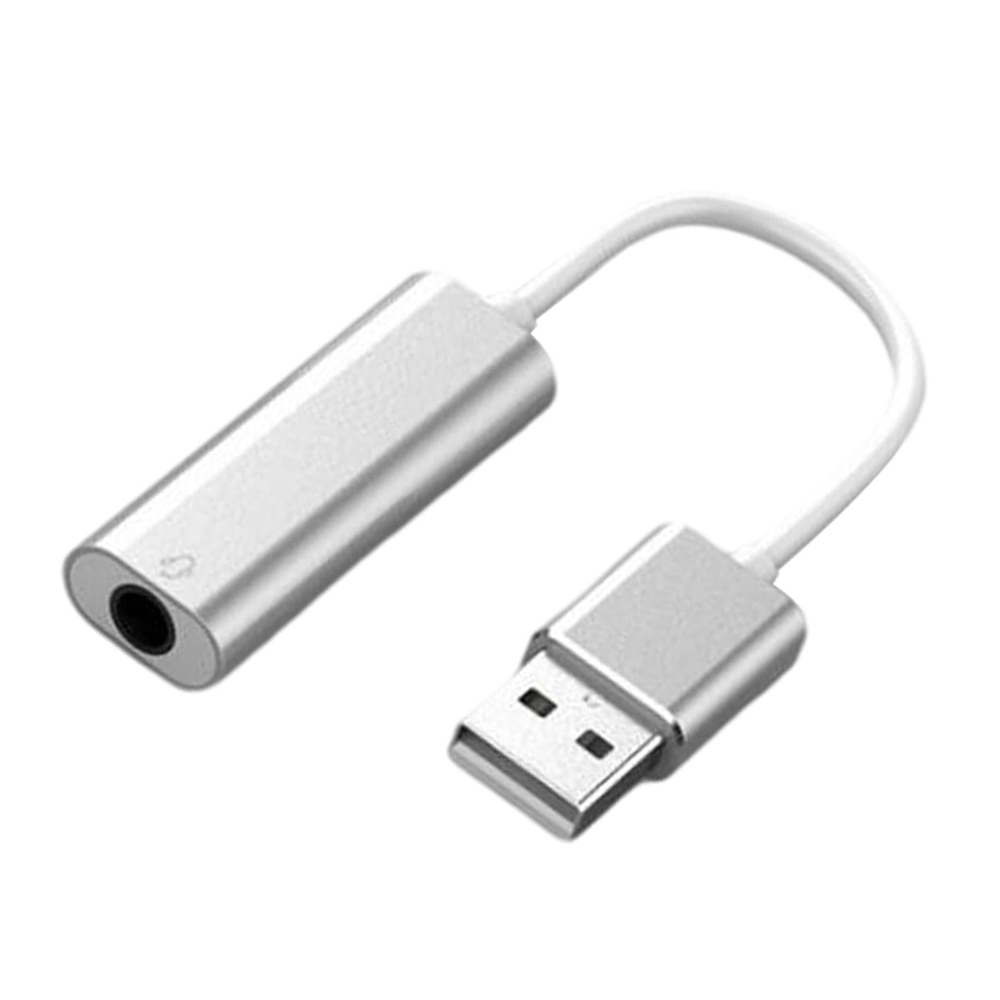 USB Sound Card 3.5mm Interface for Microphone Headphone Computer Silver
