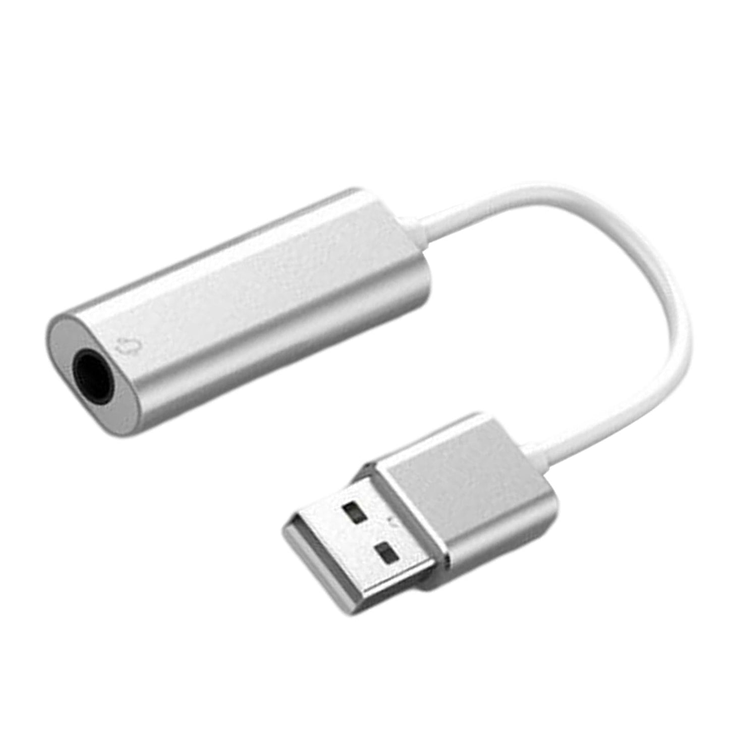 USB Sound Card 3.5mm Interface for Microphone Headphone Computer Silver