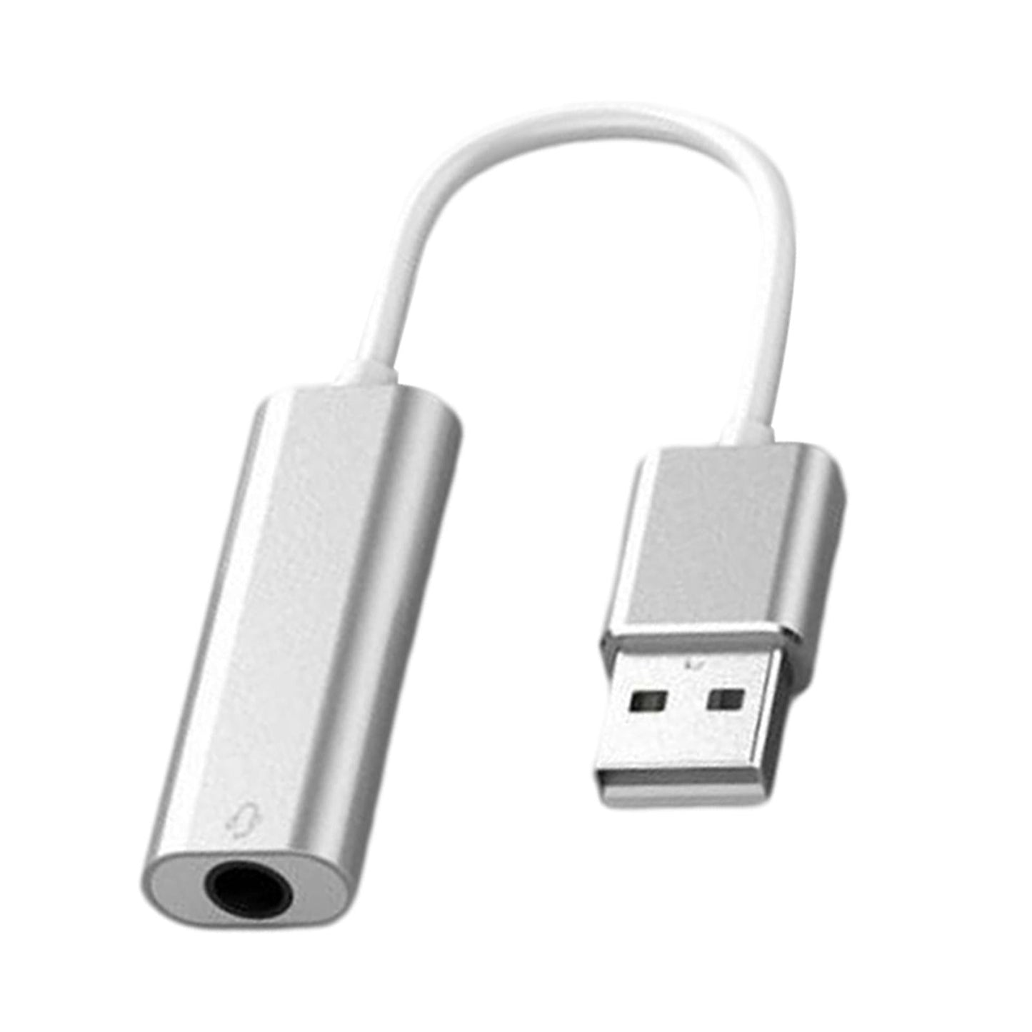USB Sound Card 3.5mm Interface for Microphone Headphone Computer Silver