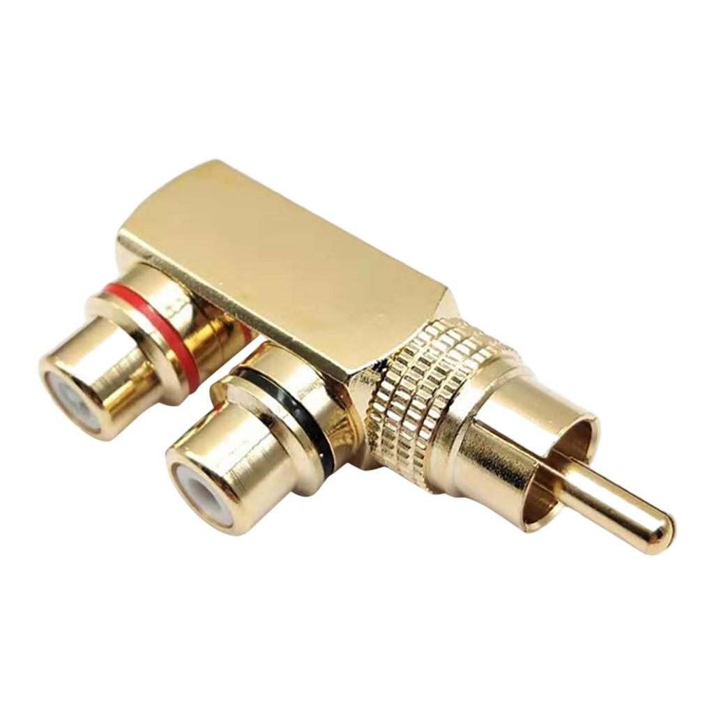 Premium RCA Splitter Adapter 90 Degree AV TV Audio Splitter Plug Converter