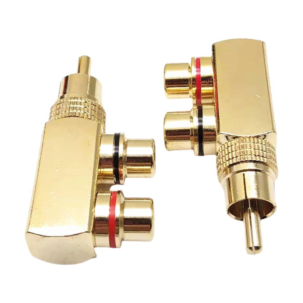 Premium RCA Splitter Adapter 90 Degree AV TV Audio Splitter Plug Converter