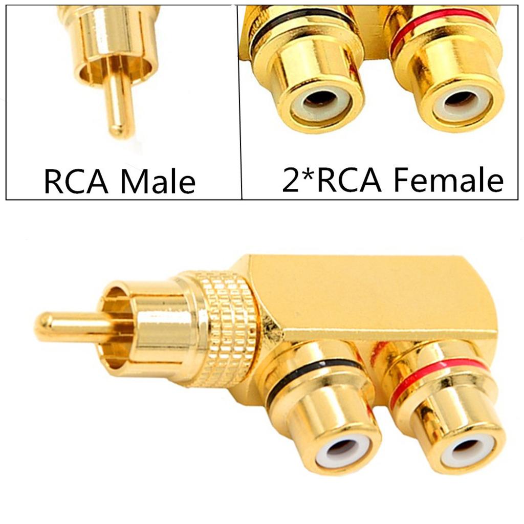 Premium RCA Splitter Adapter 90 Degree AV TV Audio Splitter Plug Converter