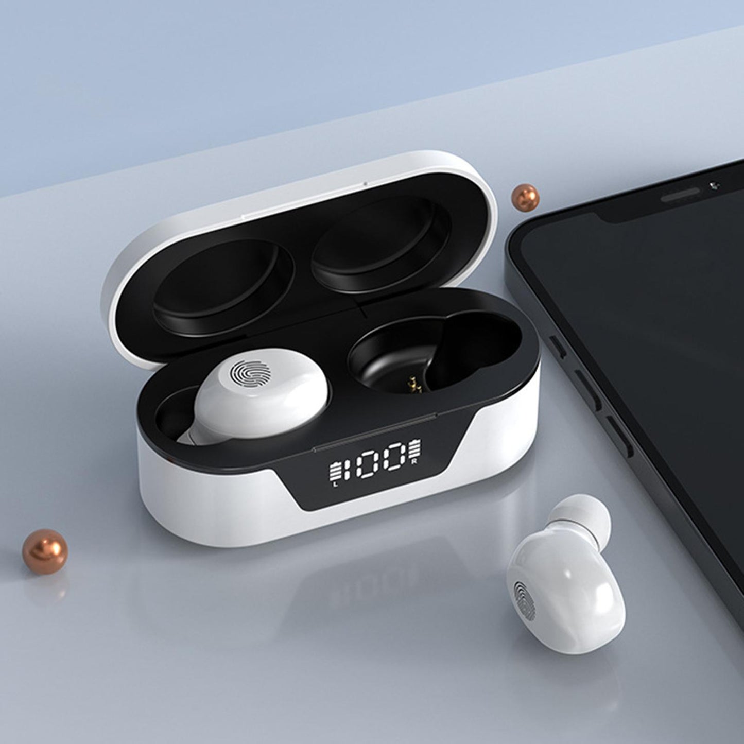 Wireless Earbuds Auto Pairing Hands-Free Call TWS Touch Control Sports Black