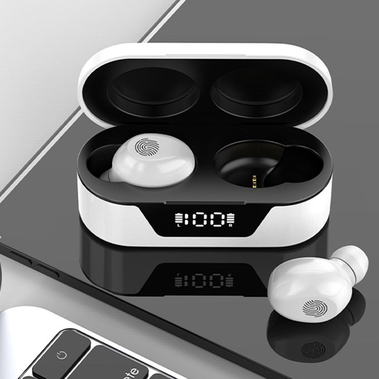 Wireless Earbuds Auto Pairing Hands-Free Call TWS Touch Control Sports Black