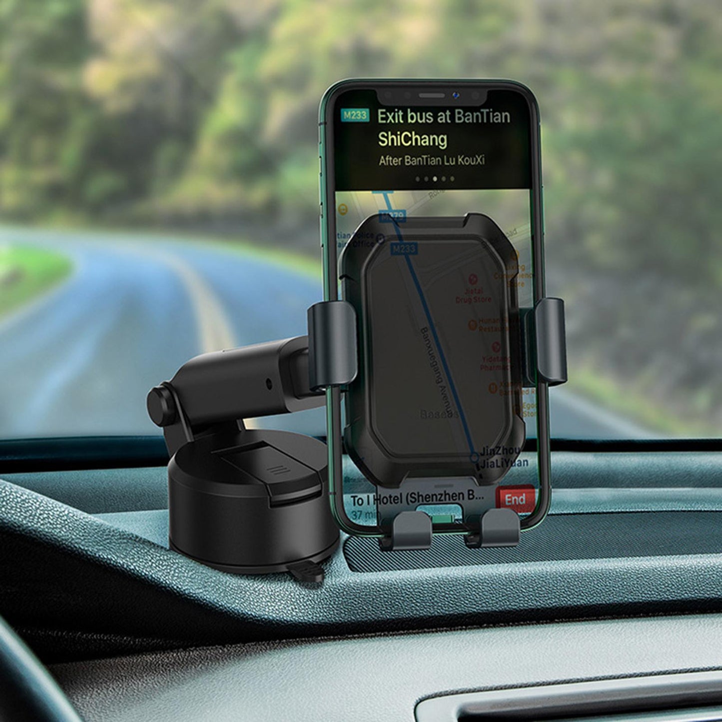 Universal Phone Mount Phone Holder Rotation Car Mount Easy Clamp Black