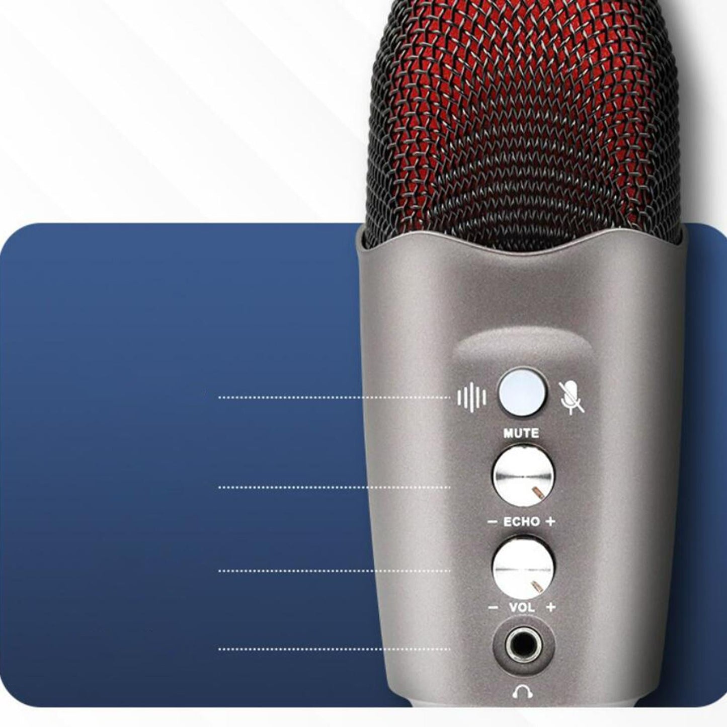 Condenser USB Microphone w/Stand for PC Laptop Gaming Studio Recording Grey