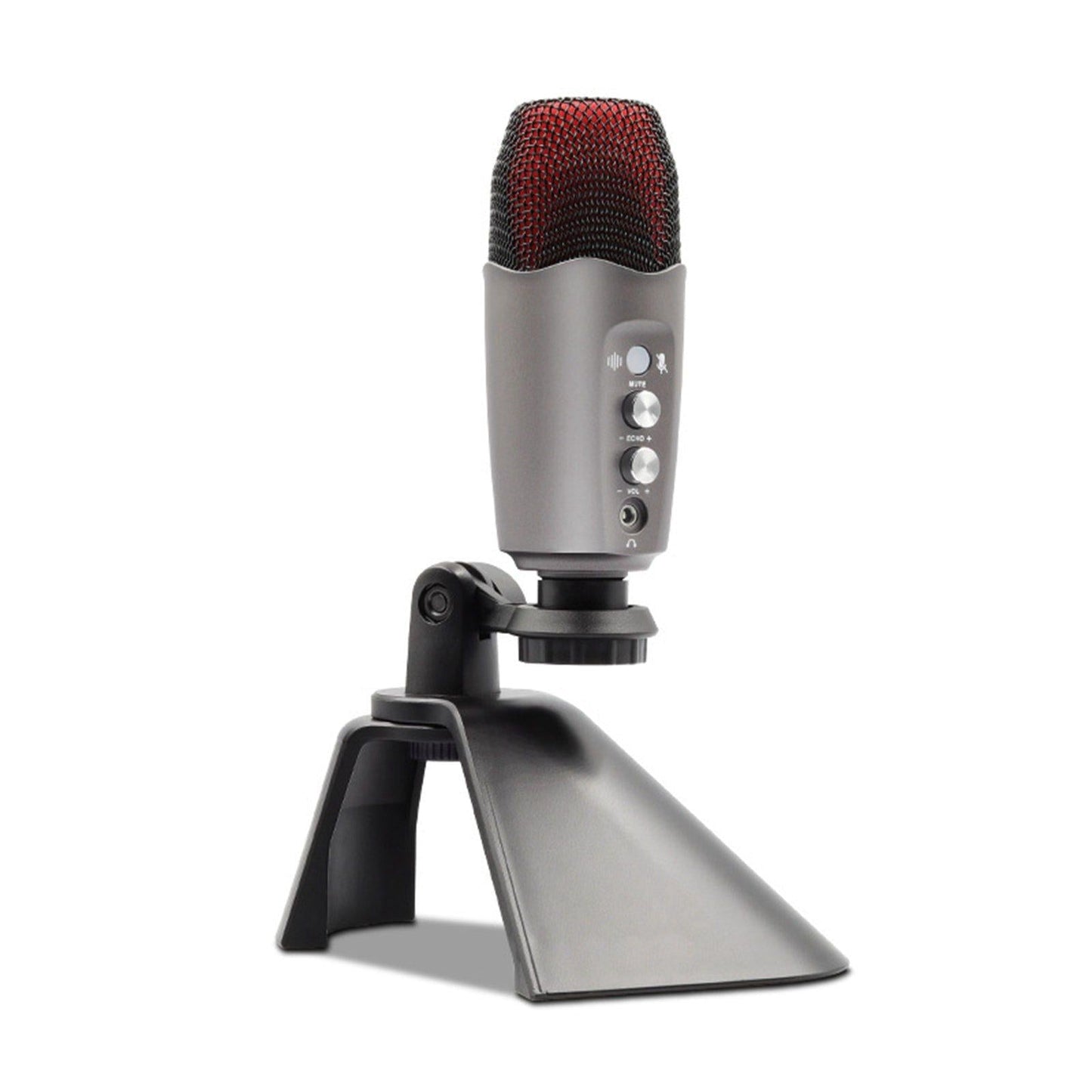 Condenser USB Microphone w/Stand for PC Laptop Gaming Studio Recording Grey