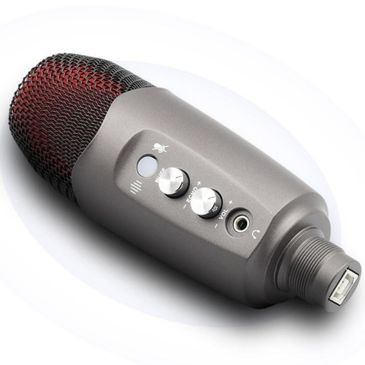 Condenser USB Microphone w/Stand for PC Laptop Gaming Studio Recording Grey