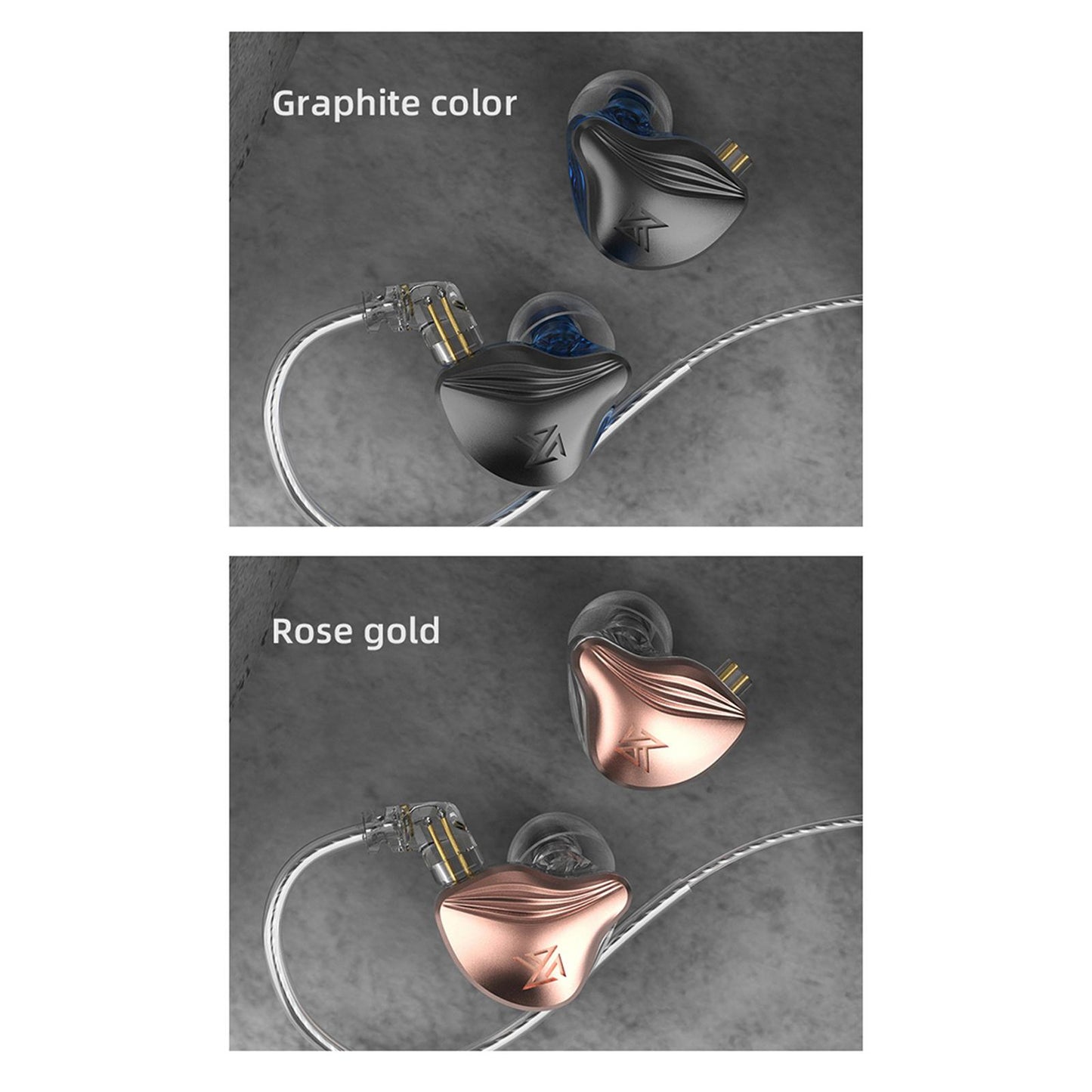 Dual Hybrid Driver Earphones 0.75mm 2Pin Detachable Cable Gray no Mic