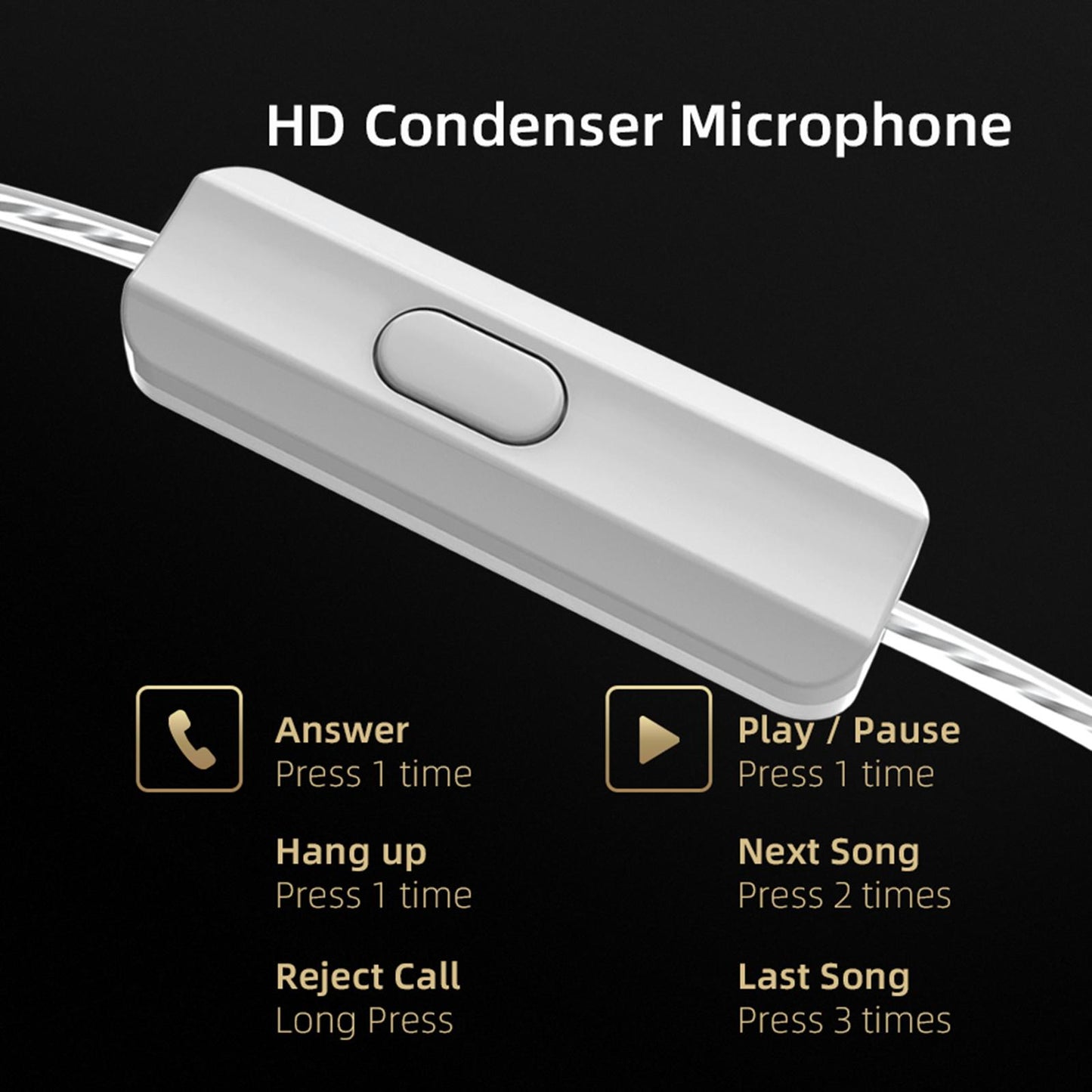 Dual Hybrid Driver Earphones 0.75mm 2Pin Detachable Cable Black no Mic