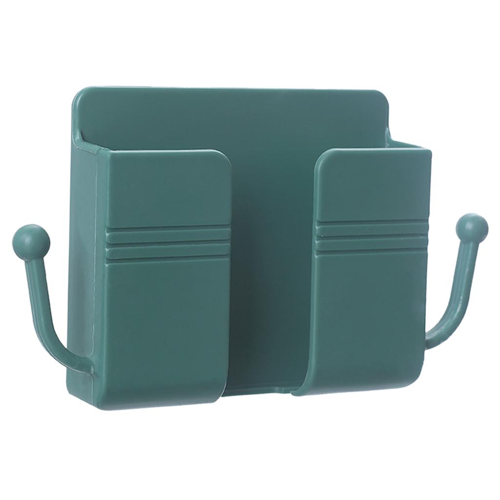 Wall Mount Phone Holder Adhesive Phones Home Charging Rack with Hooks Green