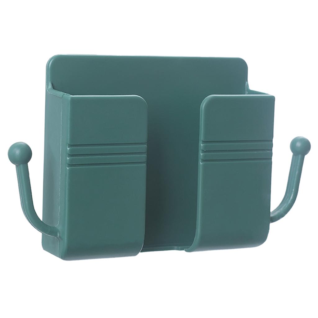 Wall Mount Phone Holder Adhesive Phones Home Charging Rack with Hooks Green