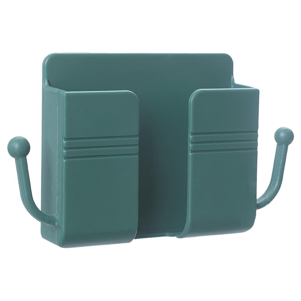 Wall Mount Phone Holder Adhesive Phones Home Charging Rack with Hooks Green