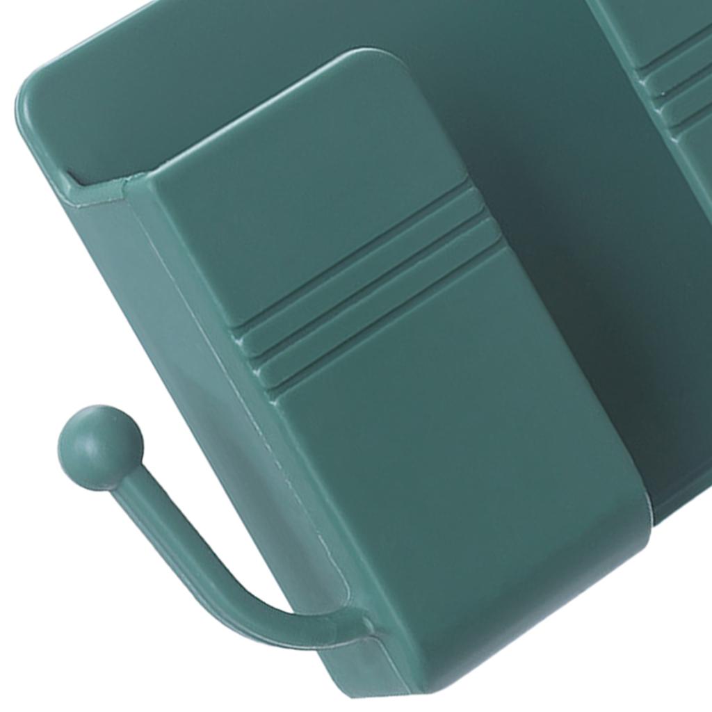 Wall Mount Phone Holder Adhesive Phones Home Charging Rack with Hooks Green