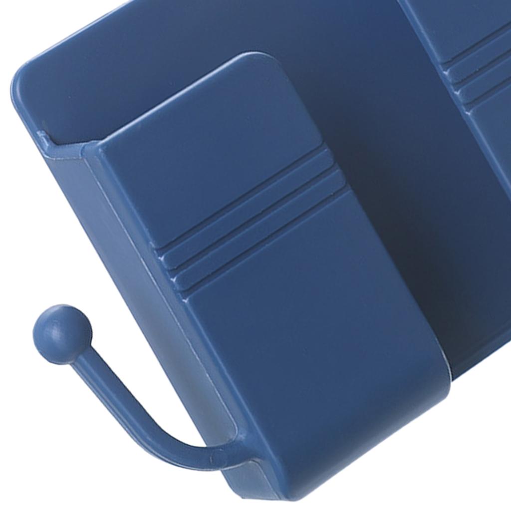 Wall Mount Phone Holder Adhesive Phones Home Charging Rack with Hooks Blue