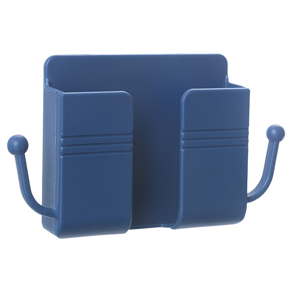 Wall Mount Phone Holder Adhesive Phones Home Charging Rack with Hooks Blue