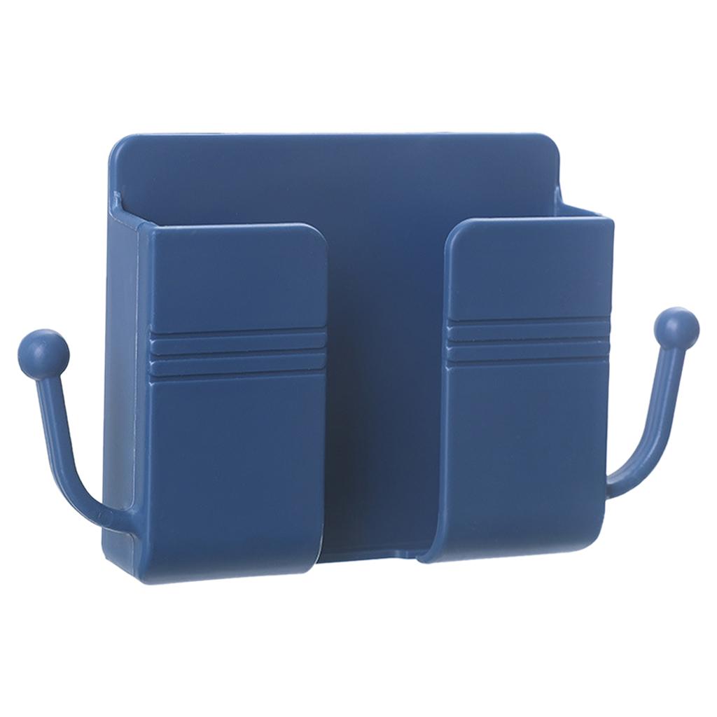 Wall Mount Phone Holder Adhesive Phones Home Charging Rack with Hooks Blue
