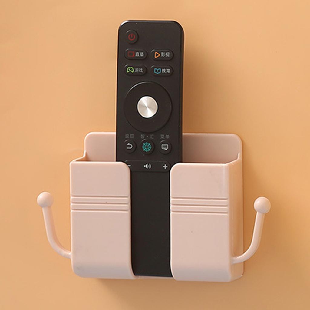 Wall Mount Phone Holder Adhesive Phones Home Charging Rack with Hooks Pink