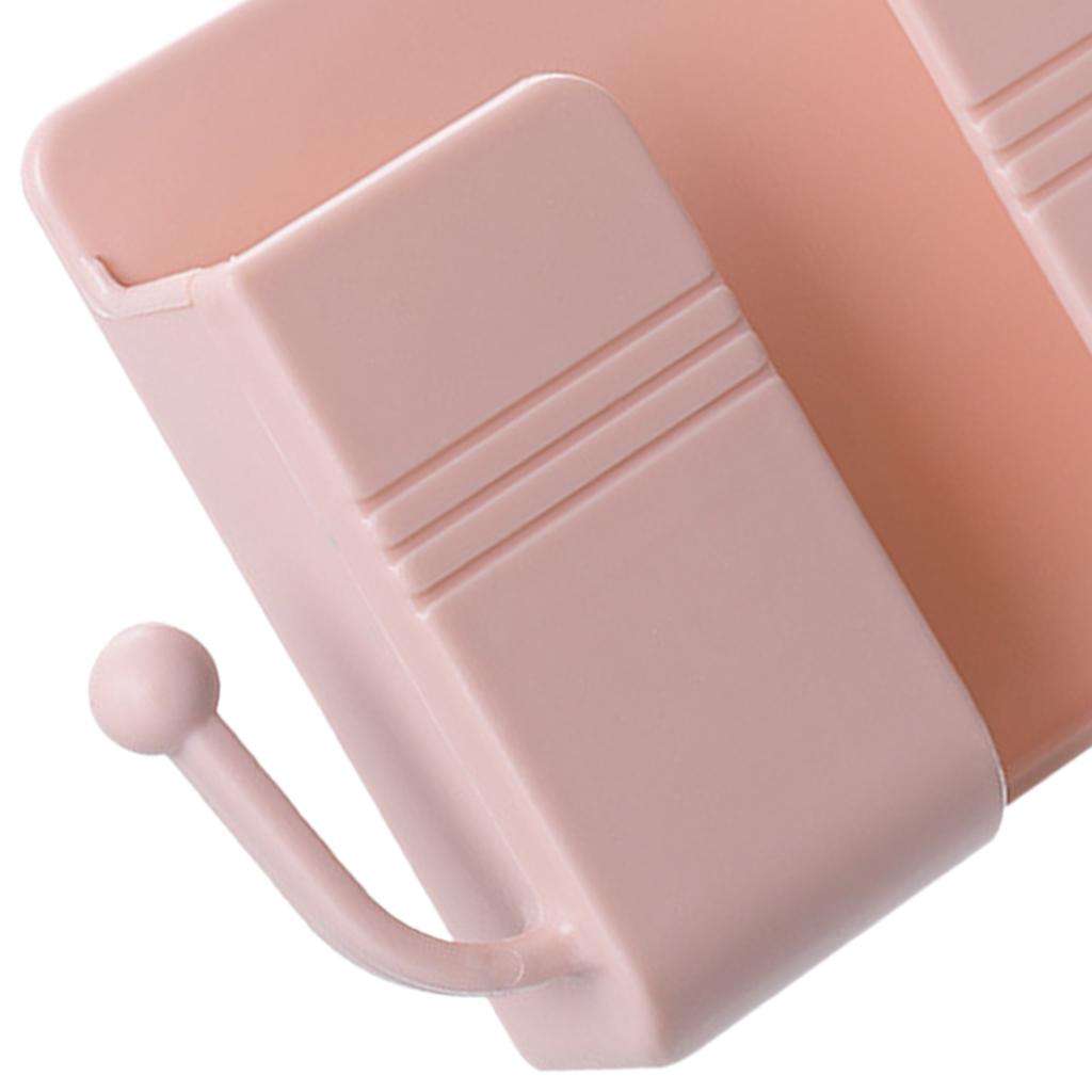 Wall Mount Phone Holder Adhesive Phones Home Charging Rack with Hooks Pink
