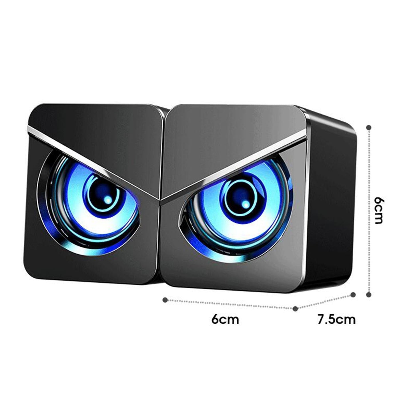 USB Powered Computer Speakers for PC Gaming Projector Home LED Light Black