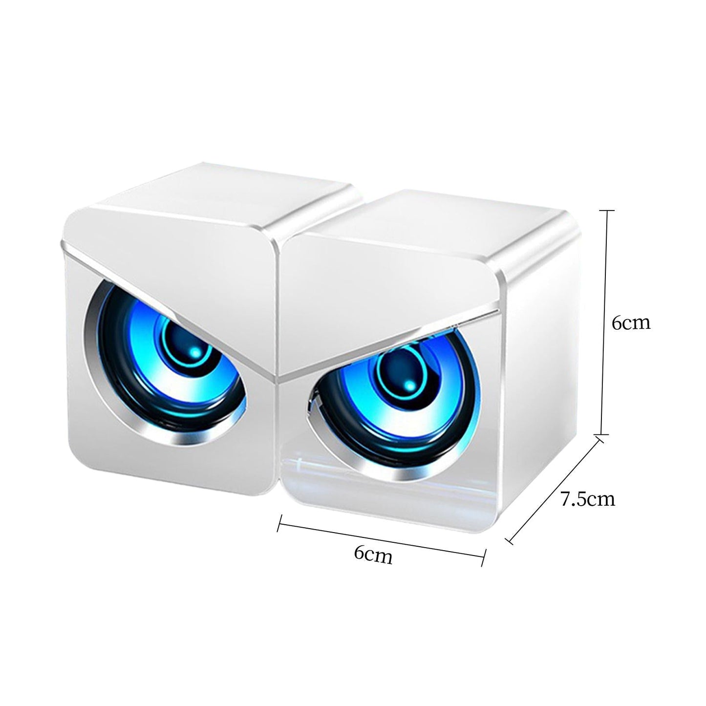 USB Powered Computer Speakers for PC Gaming Projector Home LED Light White