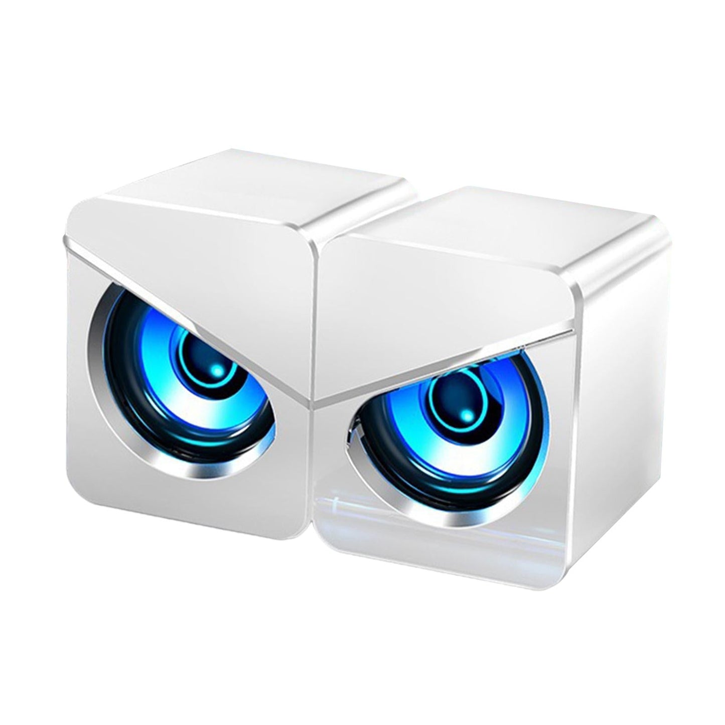 USB Powered Computer Speakers for PC Gaming Projector Home LED Light White