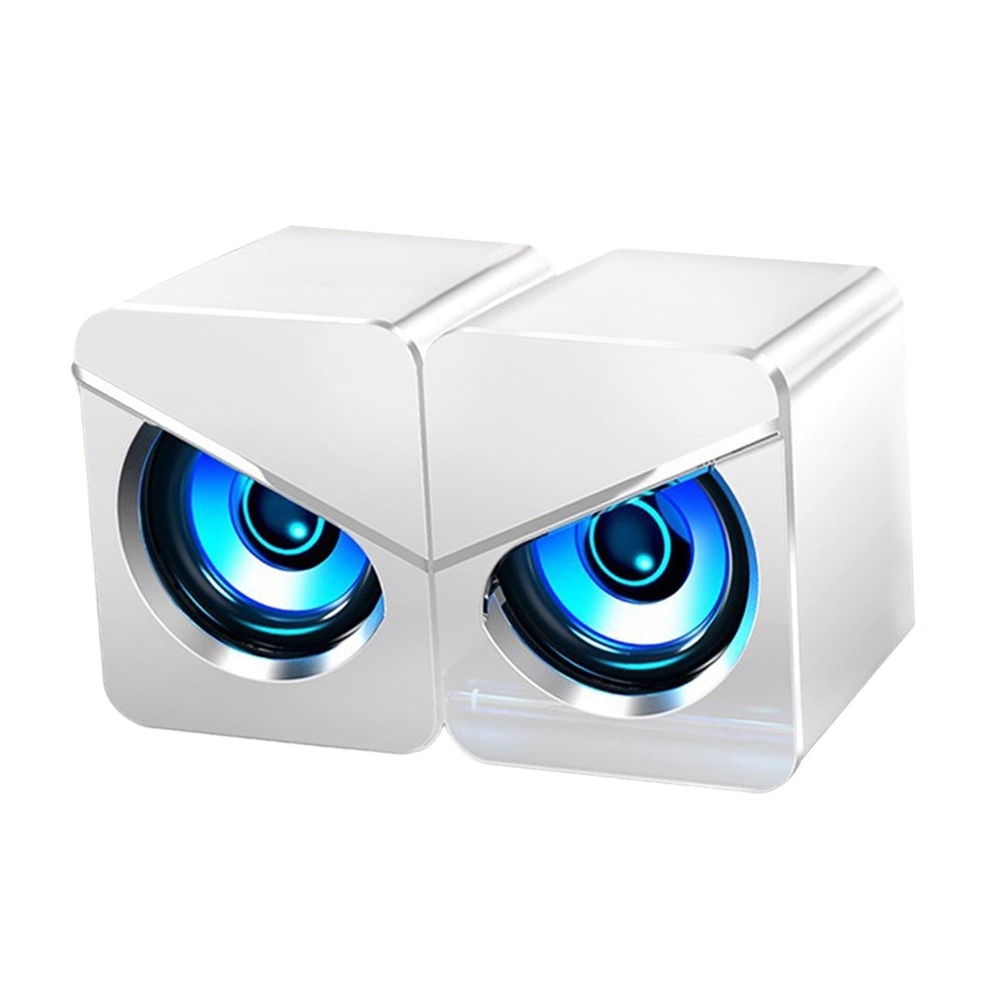 USB Powered Computer Speakers for PC Gaming Projector Home LED Light White