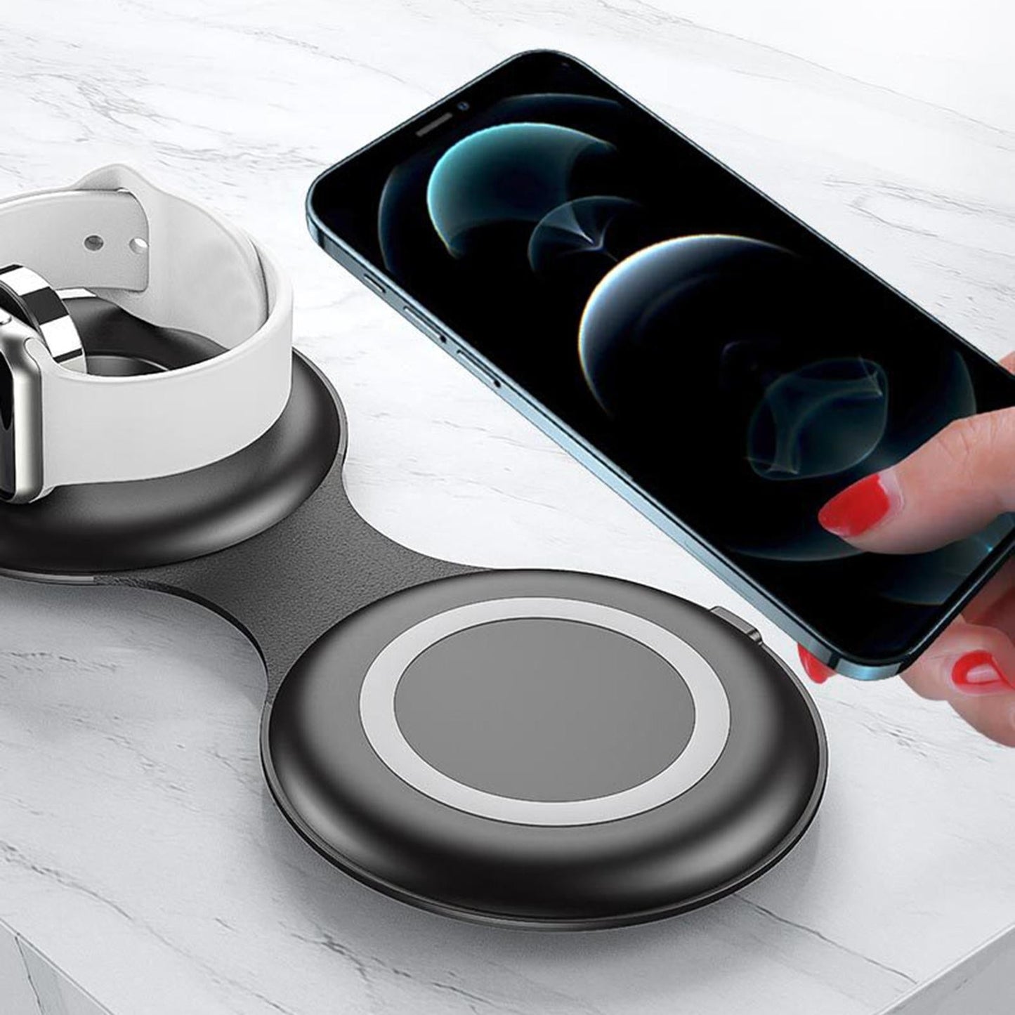 3 in 1 Wireless Charger Foldable Phone Charger for iPhone 12 and above Black