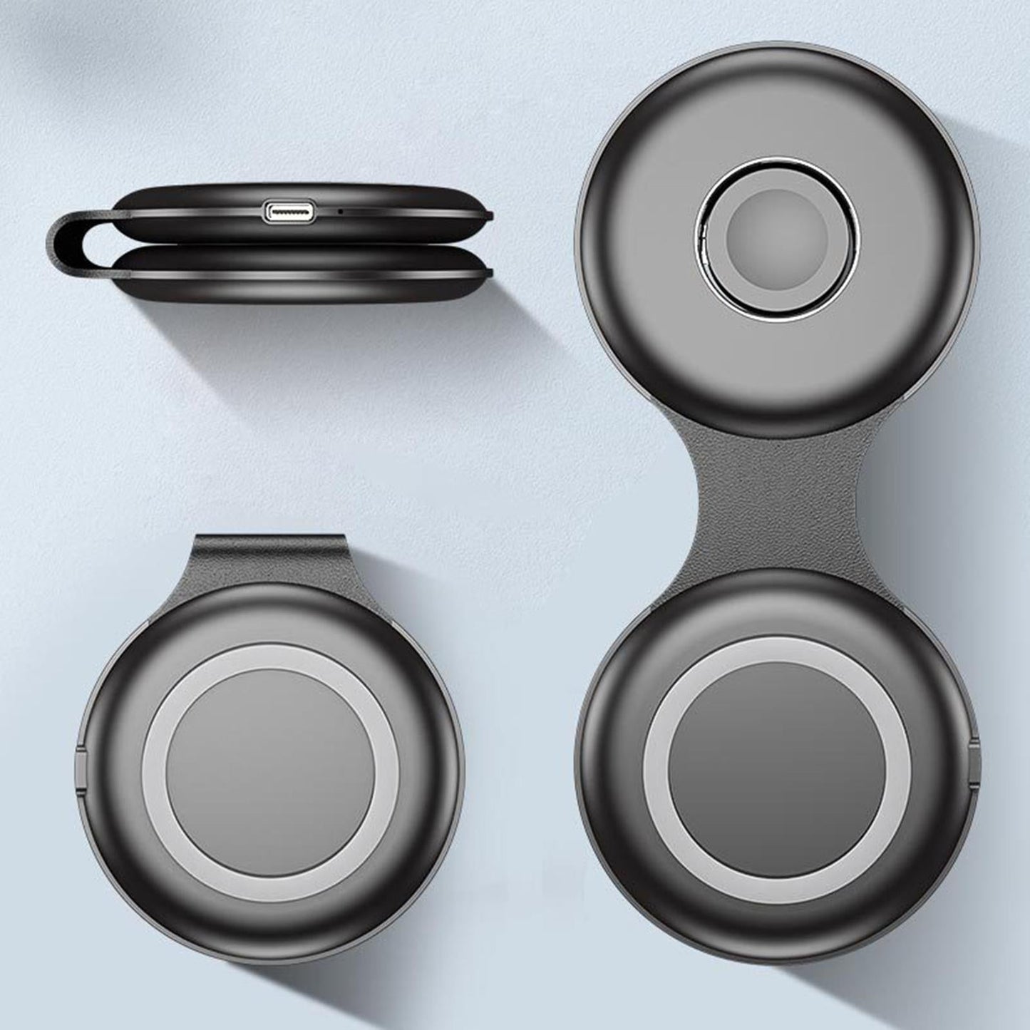 3 in 1 Wireless Charger Foldable Phone Charger for iPhone 12 and above Black