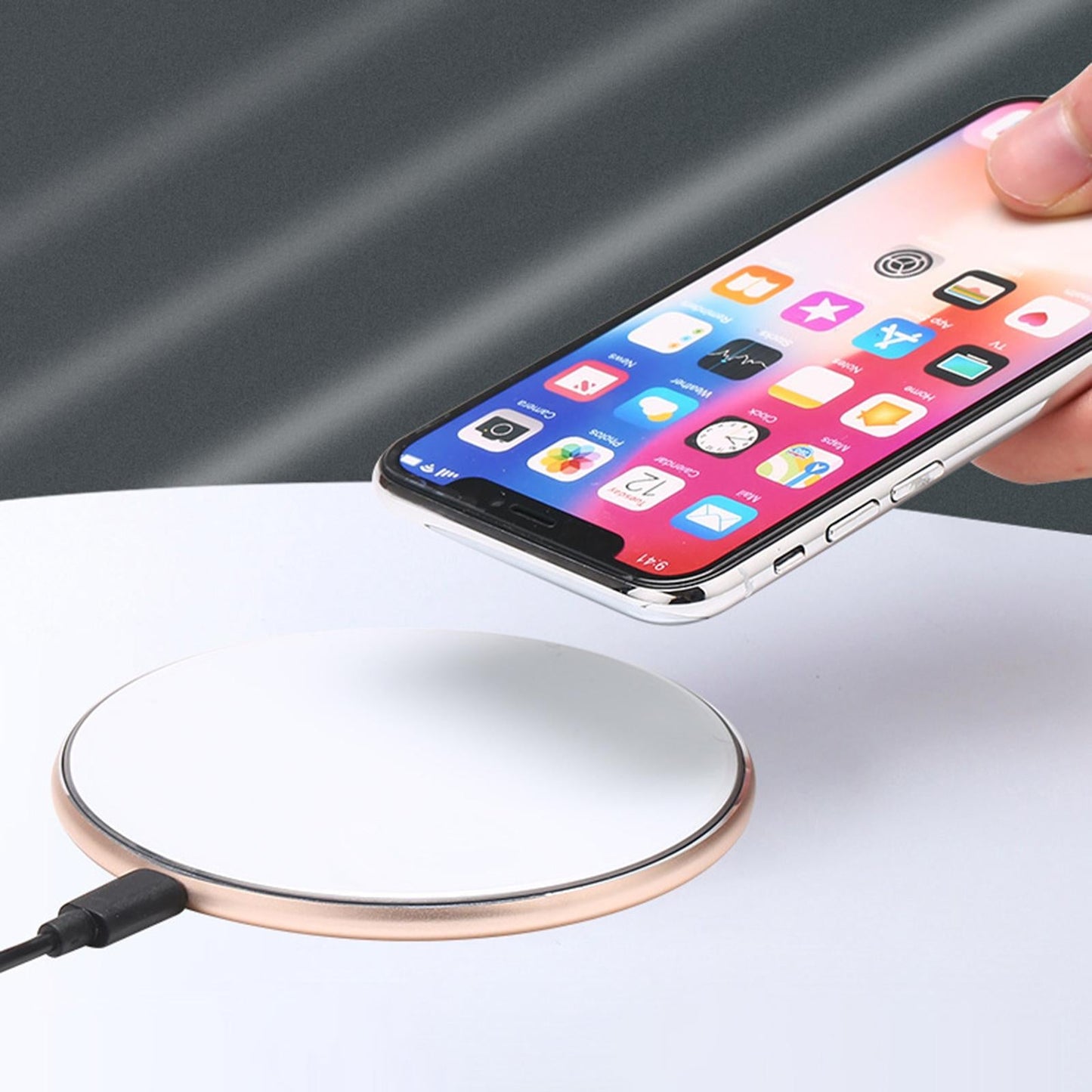 Qi Mirror Wireless Charger 10W Charging Base Quickly Charge for Smartphone Black