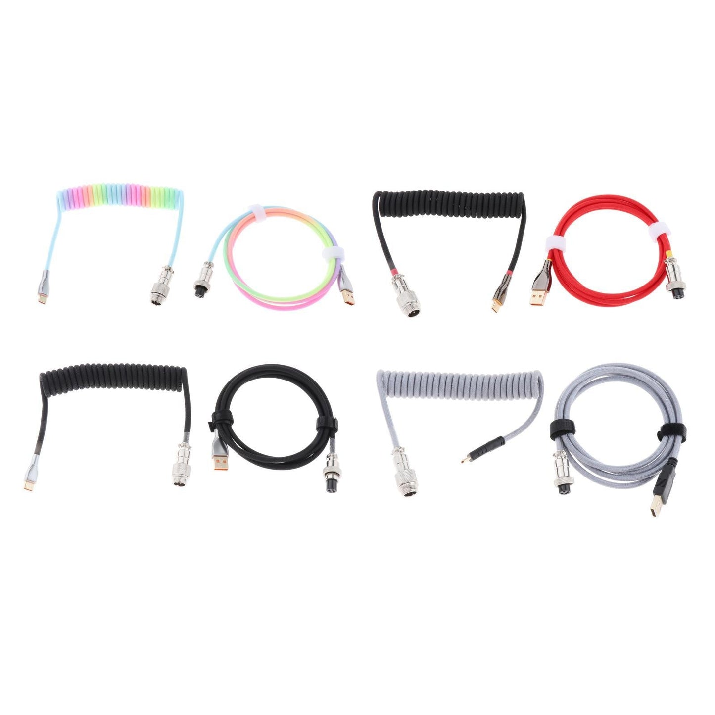 1.8M Coiled Cable Wire Mini Micro USB for Mechanical Keyboard Game Console Seven colors