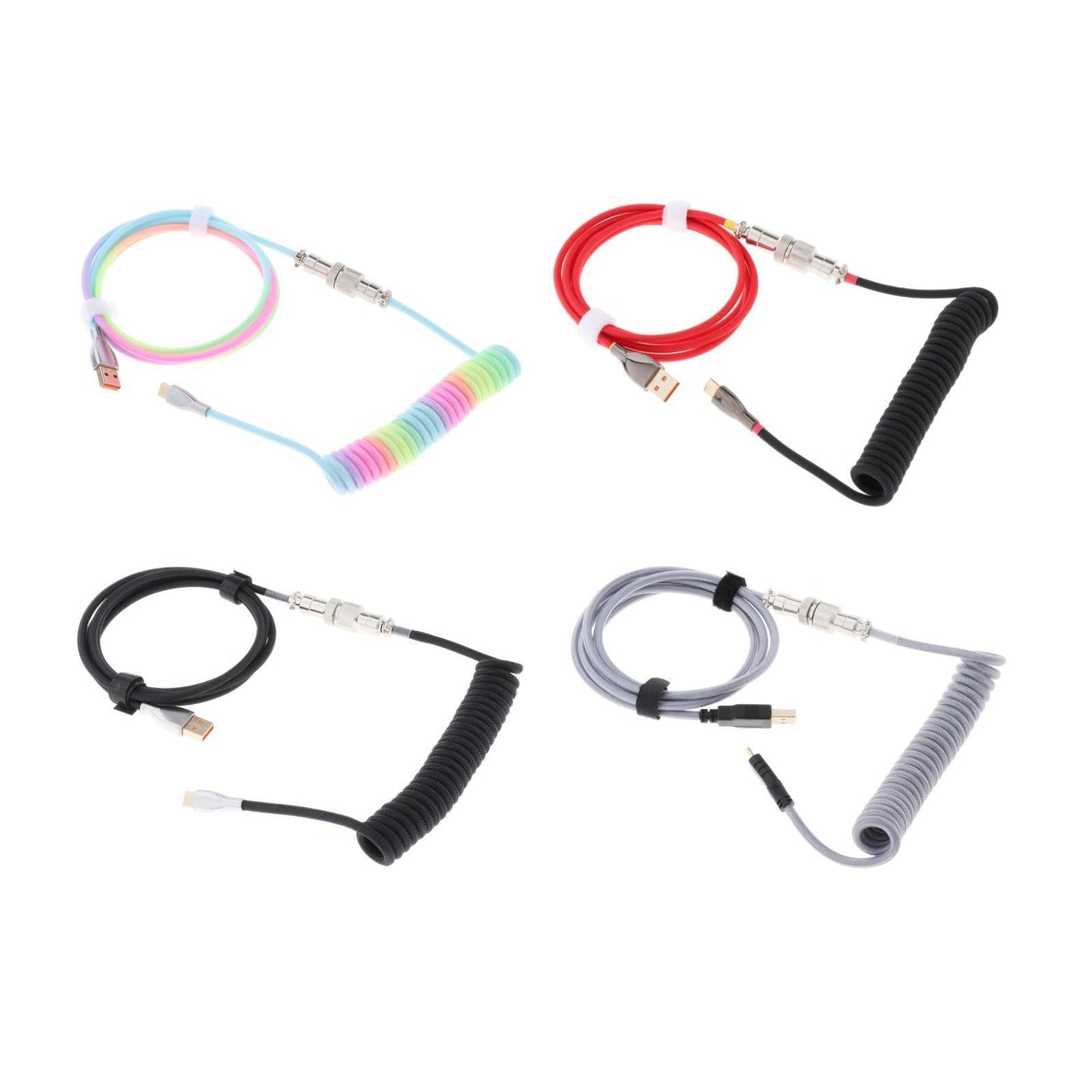 1.8M Coiled Cable Wire Mini Micro USB for Mechanical Keyboard Game Console Seven colors