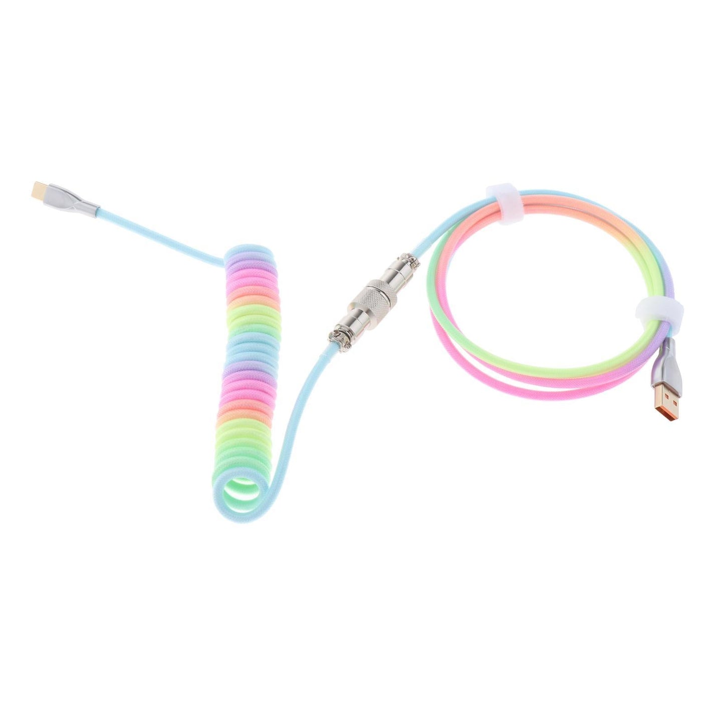 1.8M Coiled Cable Wire Mini Micro USB for Mechanical Keyboard Game Console Seven colors