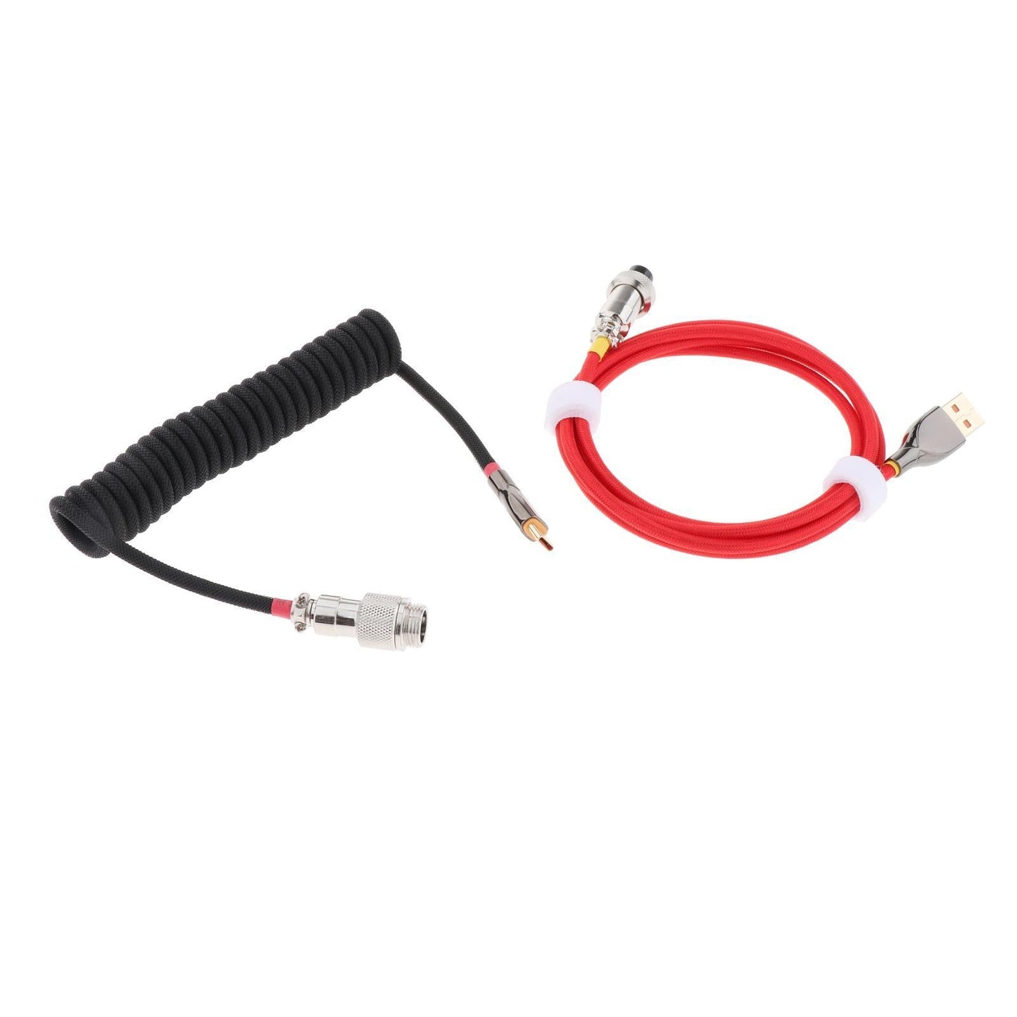 1.8M Coiled Cable Wire Mini Micro USB for Mechanical Keyboard Game Console Black Red