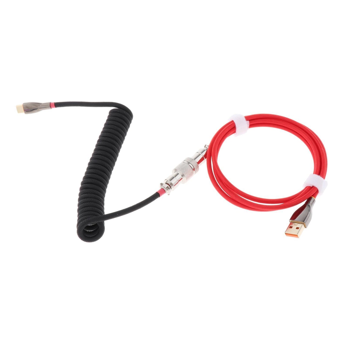 1.8M Coiled Cable Wire Mini Micro USB for Mechanical Keyboard Game Console Black Red