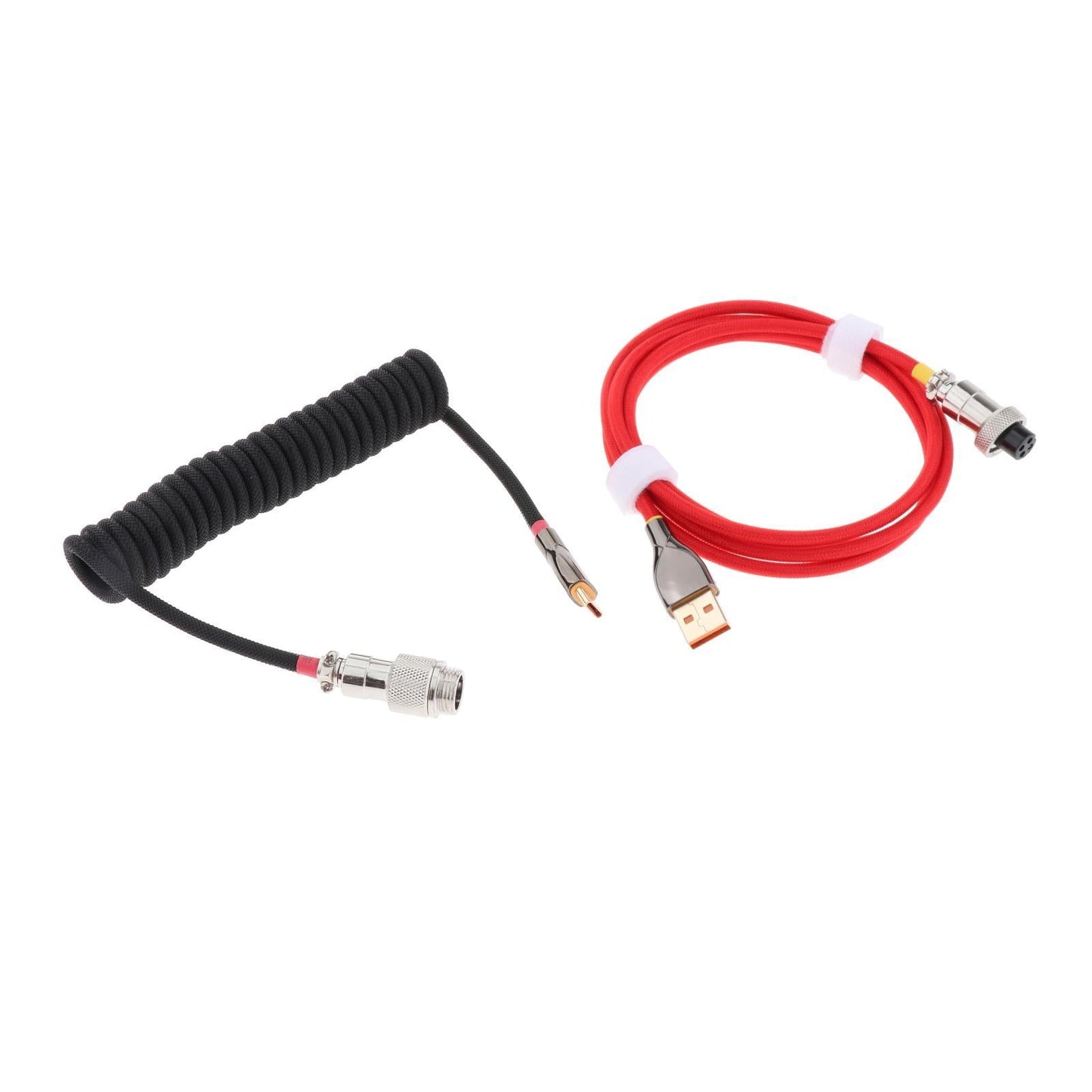 1.8M Coiled Cable Wire Mini Micro USB for Mechanical Keyboard Game Console Black Red