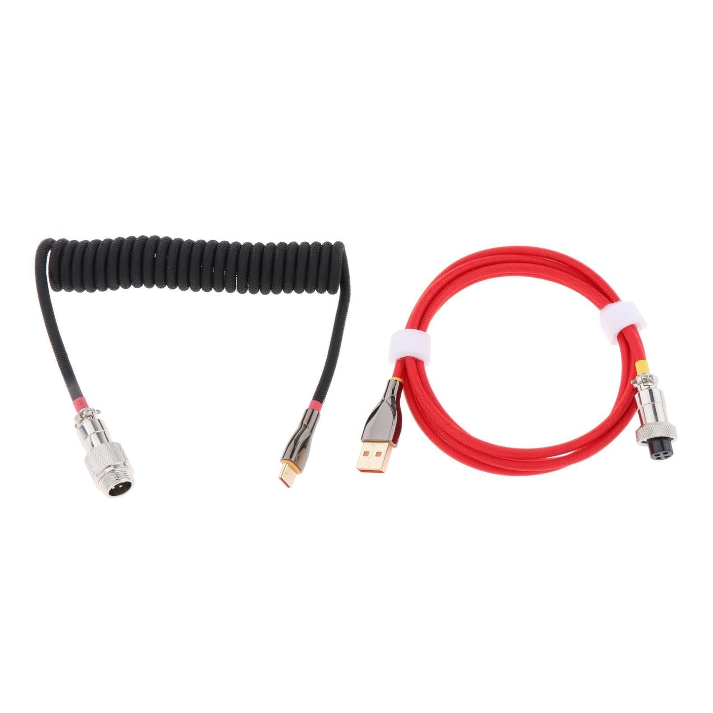 1.8M Coiled Cable Wire Mini Micro USB for Mechanical Keyboard Game Console Black Red