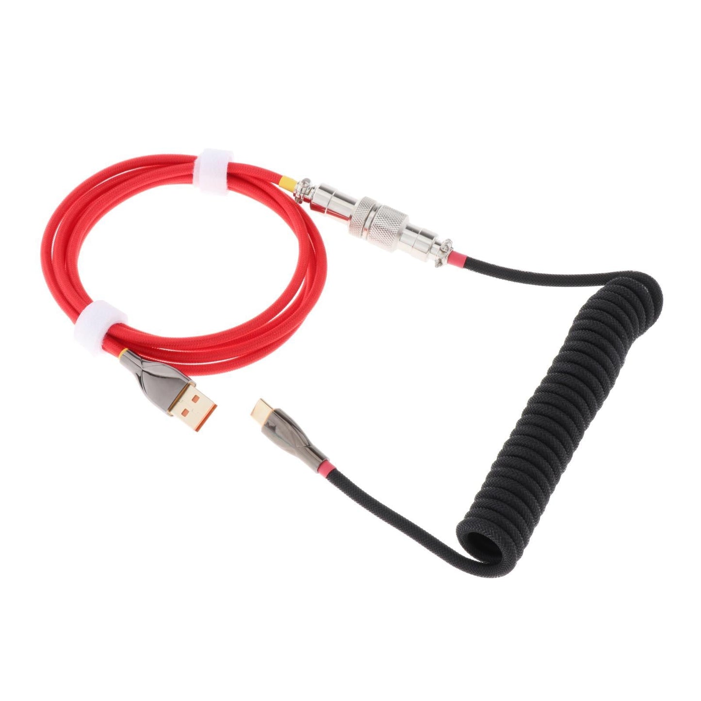 1.8M Coiled Cable Wire Mini Micro USB for Mechanical Keyboard Game Console Black Red