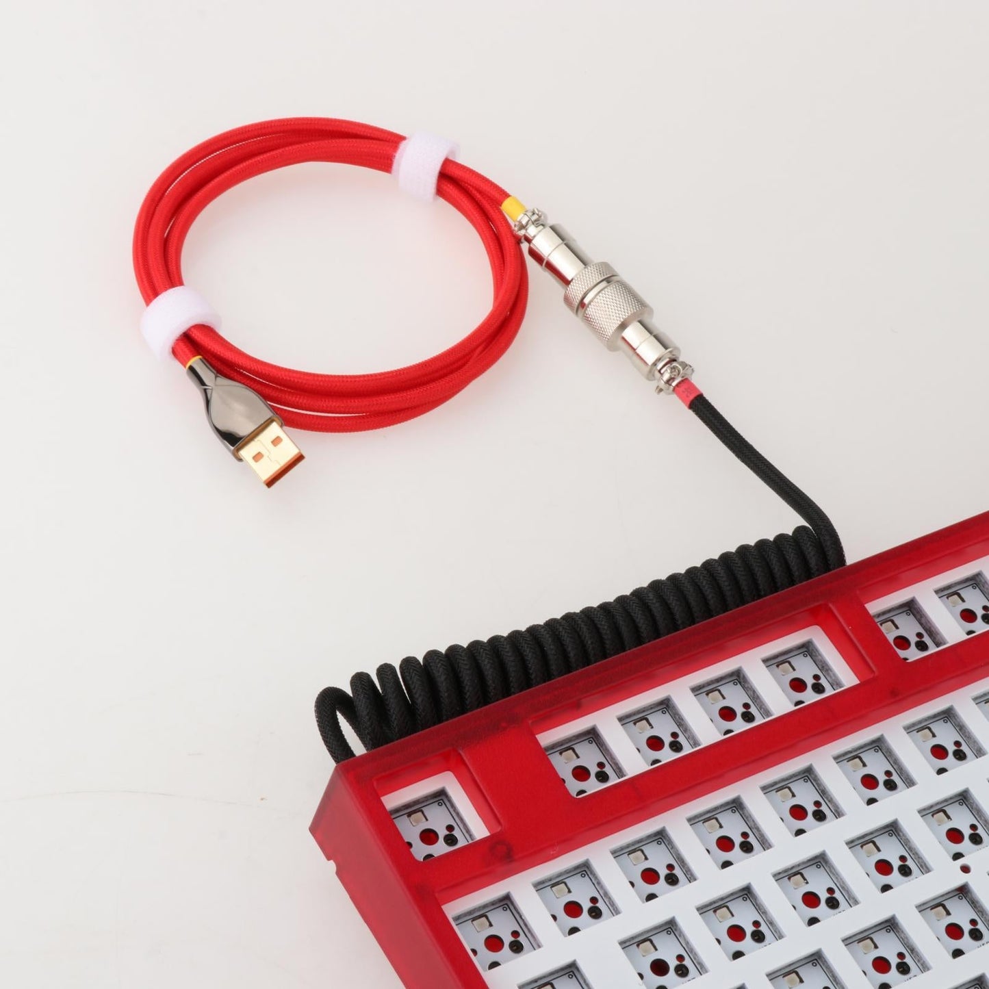 1.8M Coiled Cable Wire Mini Micro USB for Mechanical Keyboard Game Console Black Red