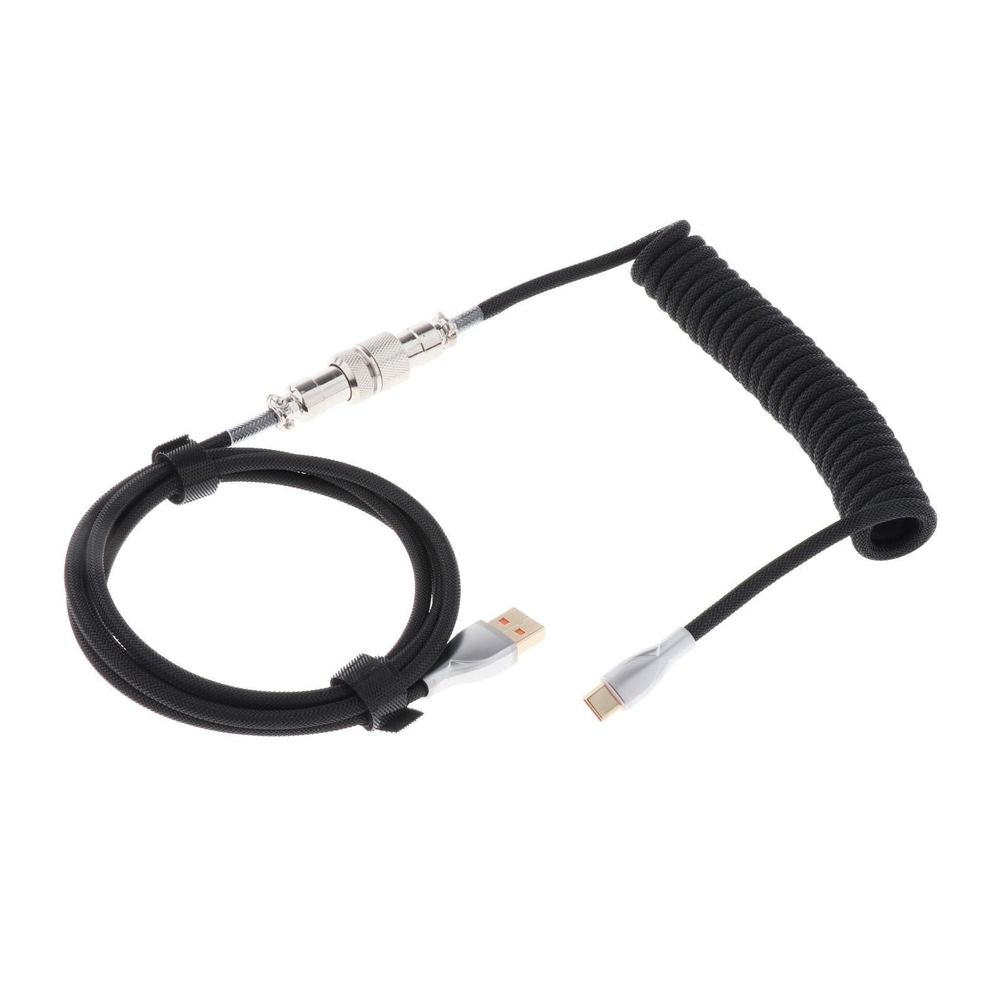 1.8M Coiled Cable Wire Mini Micro USB for Mechanical Keyboard Game Console Black