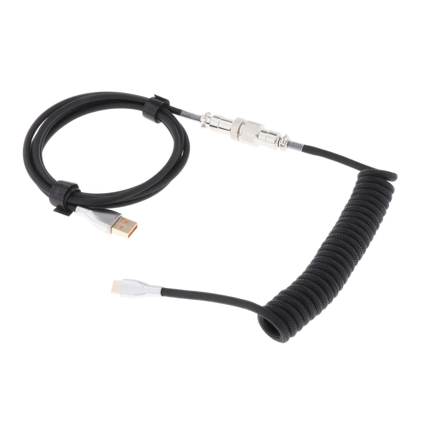 1.8M Coiled Cable Wire Mini Micro USB for Mechanical Keyboard Game Console Black