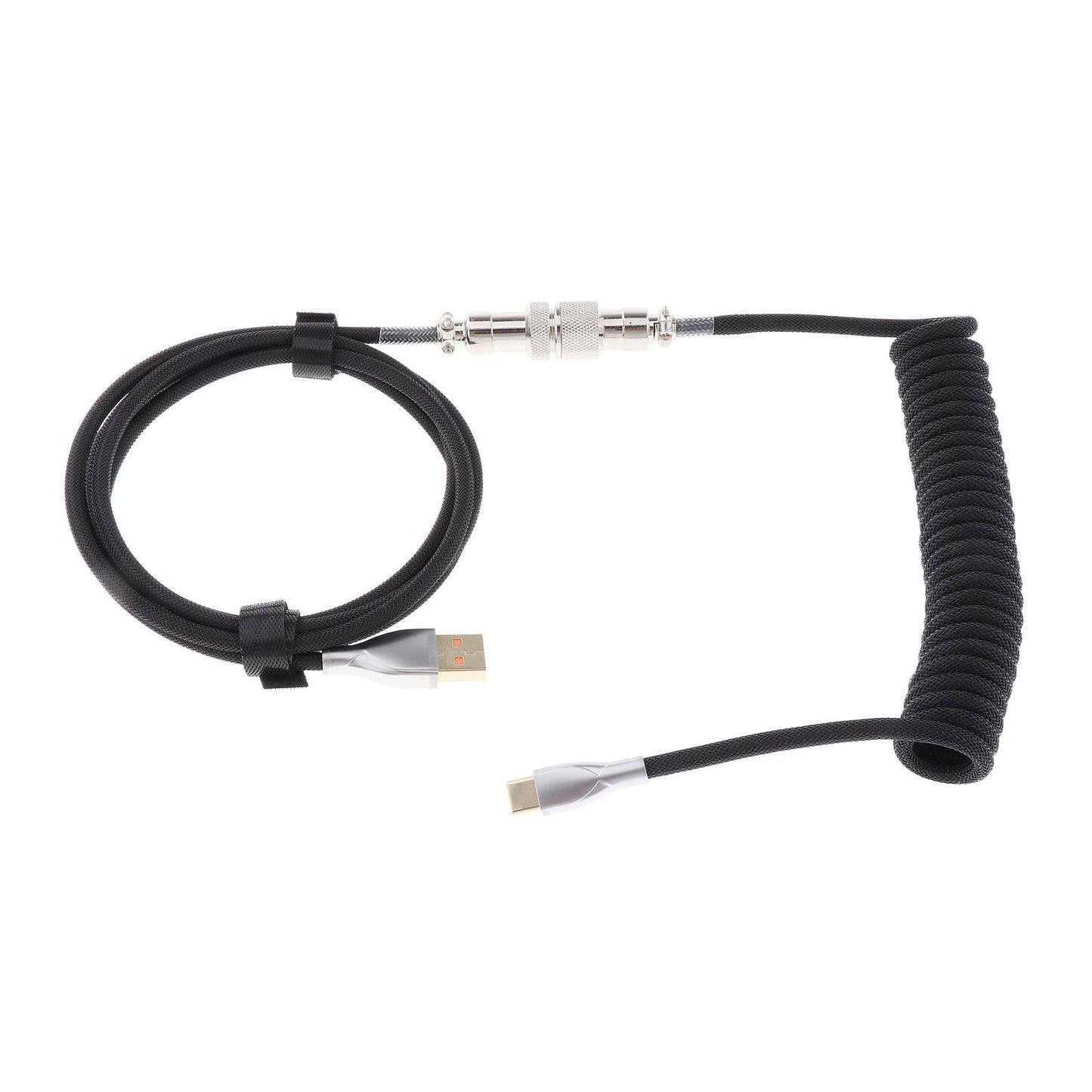 1.8M Coiled Cable Wire Mini Micro USB for Mechanical Keyboard Game Console Black