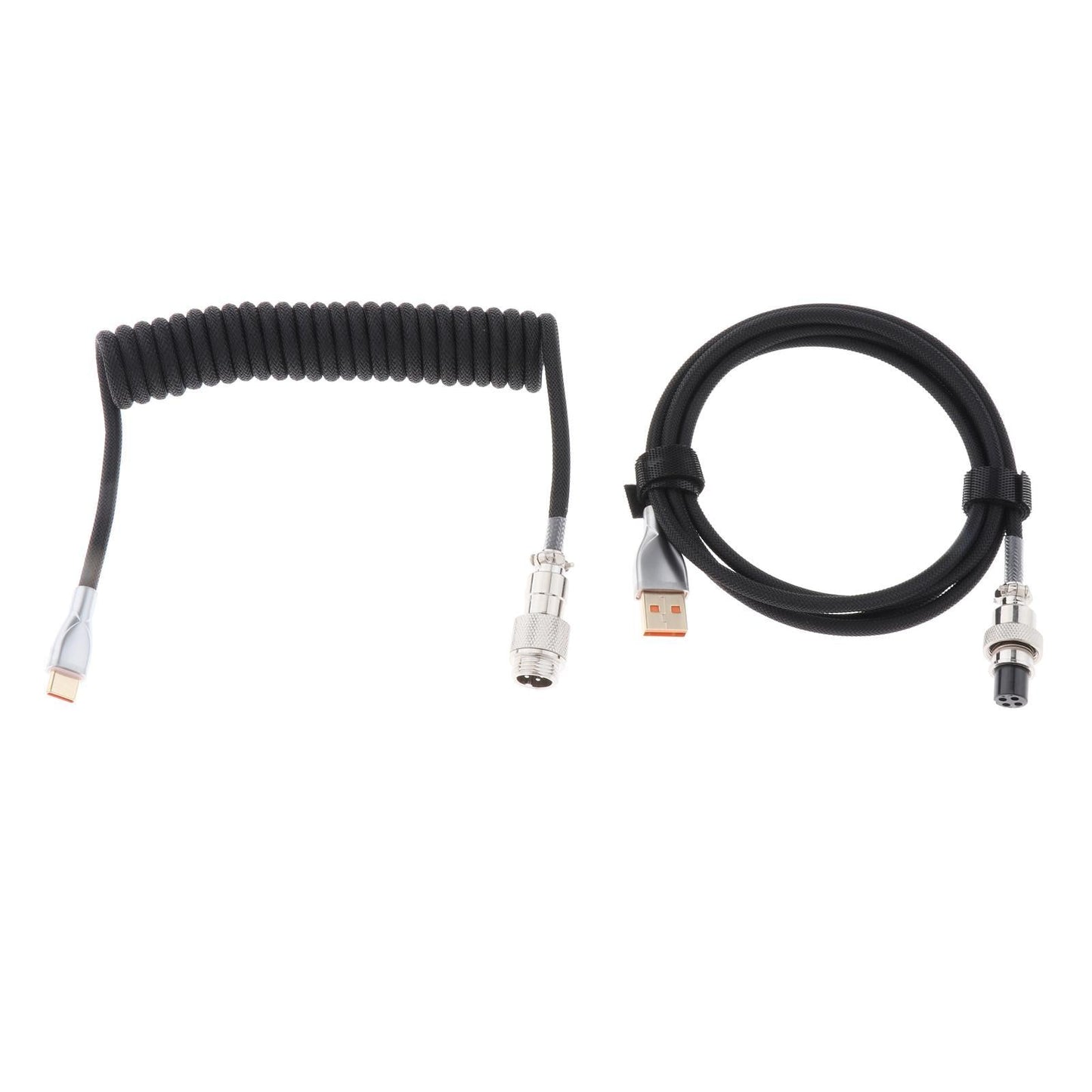 1.8M Coiled Cable Wire Mini Micro USB for Mechanical Keyboard Game Console Black