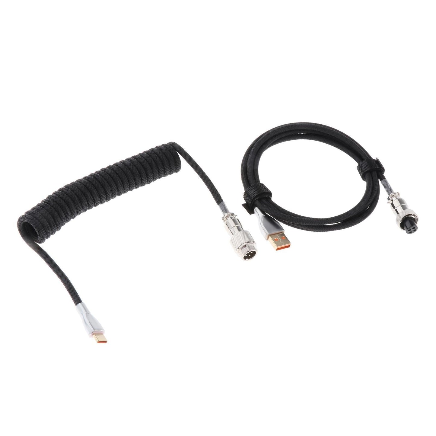 1.8M Coiled Cable Wire Mini Micro USB for Mechanical Keyboard Game Console Black